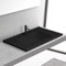Matte Black Drop In Bathroom Sink With Counter Space, Ceramic, Rectangular